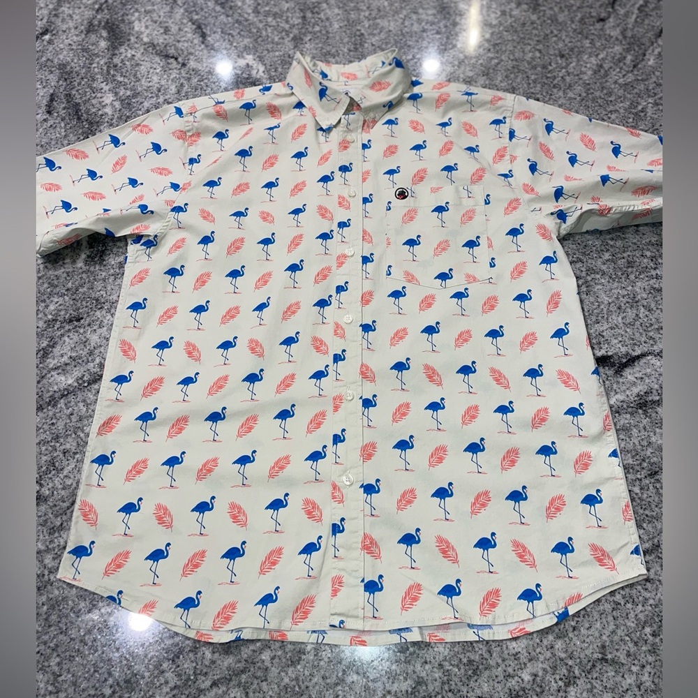 👕 2 for $30👕 | Southern Proper | Men’s | Large | Button Down | Flamingo & Palm